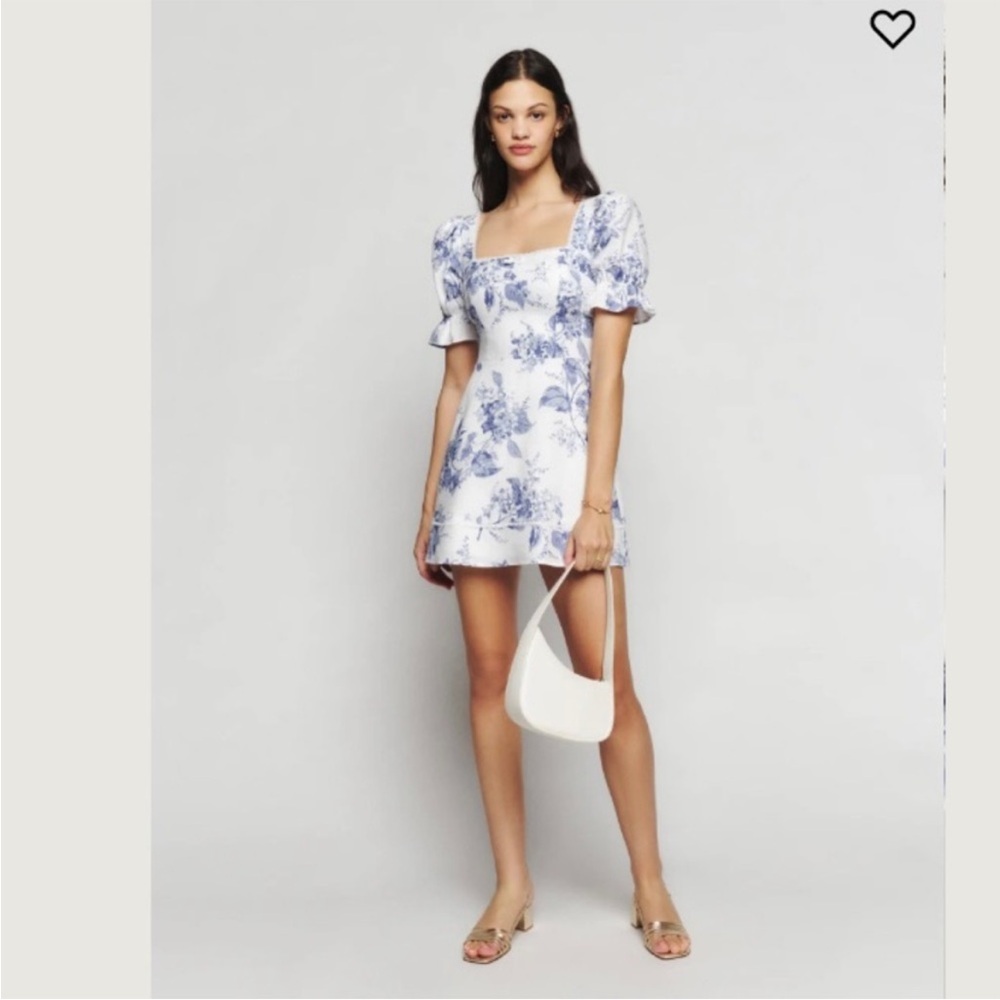 Reformation Blue and White Floral Dress